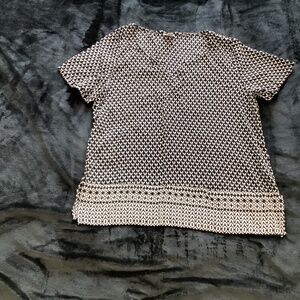 J. Jill women’s black/white blouse, size L, short sleeves, 100% rayon